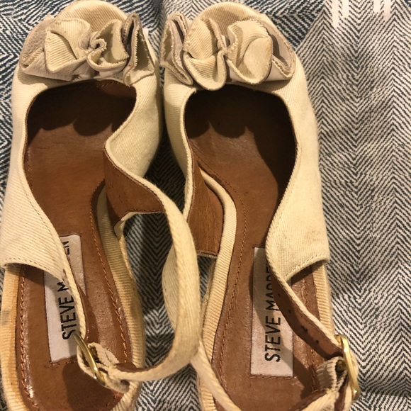Steve Madden Peep Toe Linen Wedge - Picture 5 of 8